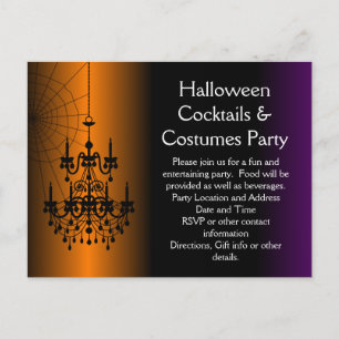 Orange/Black Halloween Chandelier Invitation Postcard