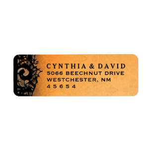 Orange & Black Halloween Lace Wedding Address