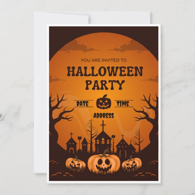 Orange & Black Halloween Party Invitation (Front)