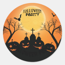 Orange Black Halloween Party Pumpkin Graveyard