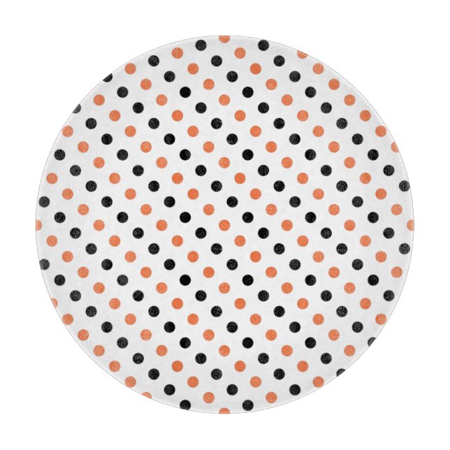 Orange & Black Halloween Polka Dot Cutting Board (Front)