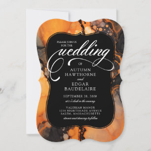 Orange Black Halloween Wedding Invitation