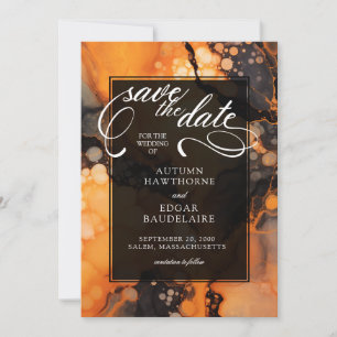 Orange Black Halloween Wedding Invitation
