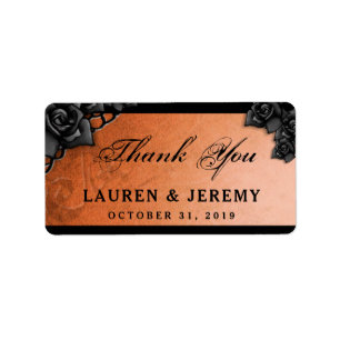 Orange & Black Halloween Wedding Thank You Labels