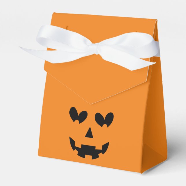 Orange & Black Happy Heart Pumpkin Halloween  Favour Box (Front Side)