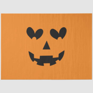Orange & Black Happy Heart Pumpkin Halloween  Tissue Paper