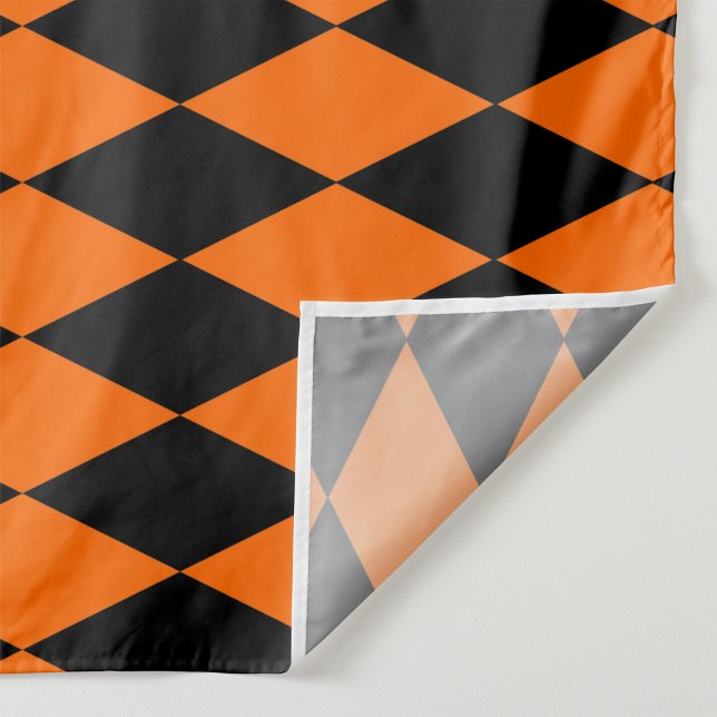 Orange Black Harlequin Diamonds Checkers Design  Fabric (Creator Uploaded)