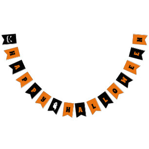Orange Black Haunted Happy Halloween Party Bunting