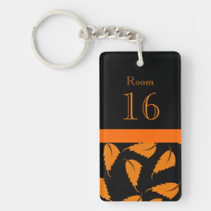 Orange black hotel room key key ring
