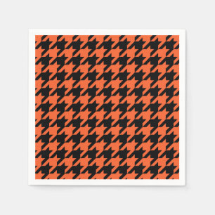 Orange Black Houndstooth Check Napkin