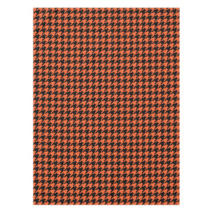 Orange Black Houndstooth Check Tablecloth