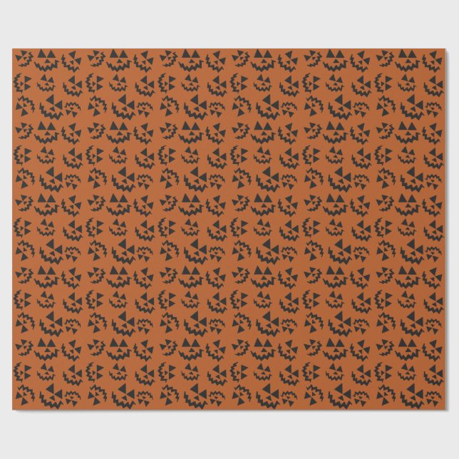 Orange & black Jack O’ Lanterns  Wrapping Paper (Flat)