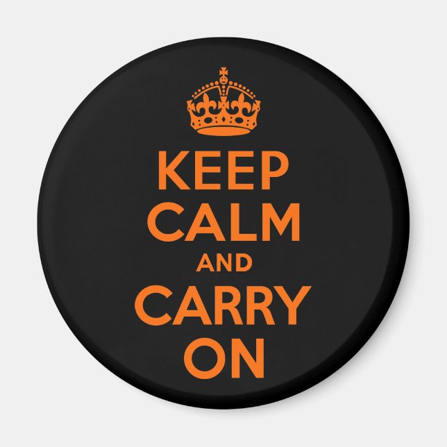 Orange Black Keep Calm and Carry On Magnet (Front)