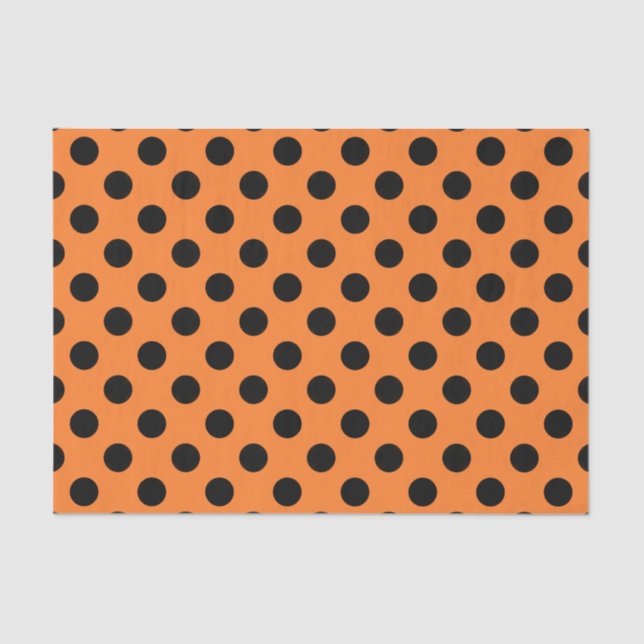 Orange & Black Large Polka Dot Tissue Paper (Front)