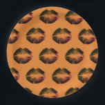 Orange Black Lips  Halloween party Paper Plate<br><div class="desc">Cool Black and orange Halloween party paper plates.
Fun party supplies,  decorations and disposable accessories for costume party,  halloween,  scary,  fright,  frightening,  trick or treat,  night gathering,  bbq,  dinner,  birthday,  wedding.

Available in small and large. Change the quantity to get the cheapest bulk price.</div>