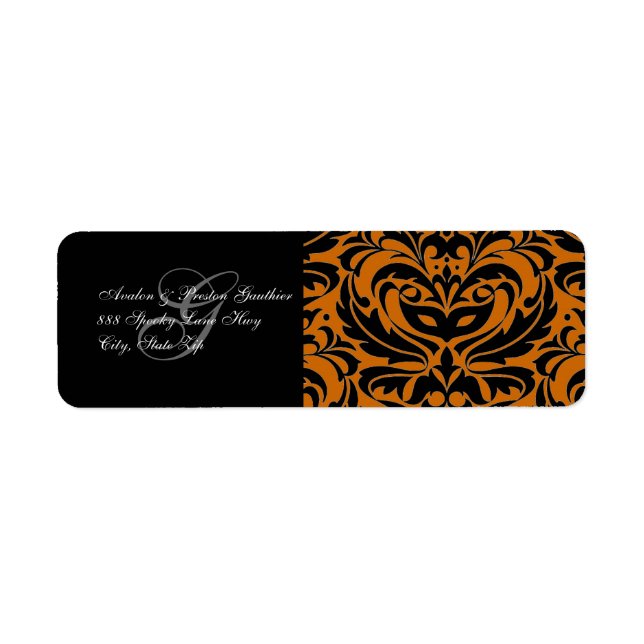 Orange Black Masquerade Halloween Address Labels (Front)