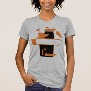 Orange Black MCM-inspired Geometric Abstract Art  T-Shirt