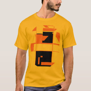 Orange Black MCM-inspired Geometric Abstract Art T-Shirt