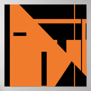 Orange Black MCM-like Geometric Abstract Design Poster