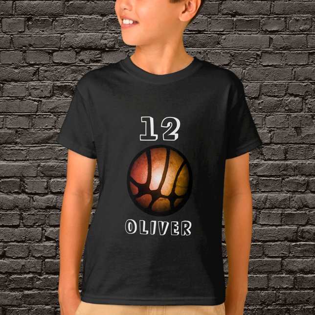 Orange Black Metallic Basketball Ball Boy T-Shirt (Creator Uploaded)