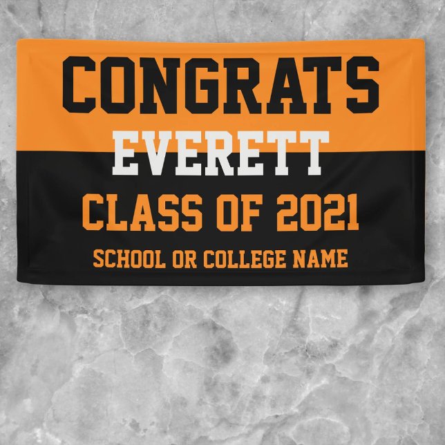 Orange & Black Minimalist Graduation Party Banner (Creator Uploaded)
