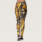 Orange Black Monarch Butterfly Abstract Leggings