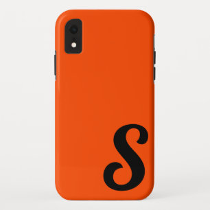Orange Black Monogram Minimal   Personalise iPhone XR Case