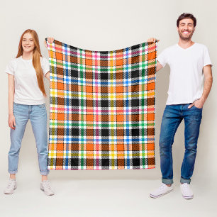 Orange Black Multicolour Flannel Plaid Tartan Fleece Blanket