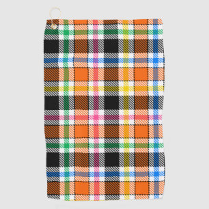 Orange Black Multicolour Flannel Plaid Tartan Golf Towel