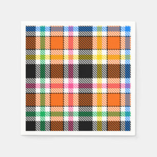 Orange Black Multicolour Flannel Plaid Tartan Napkin
