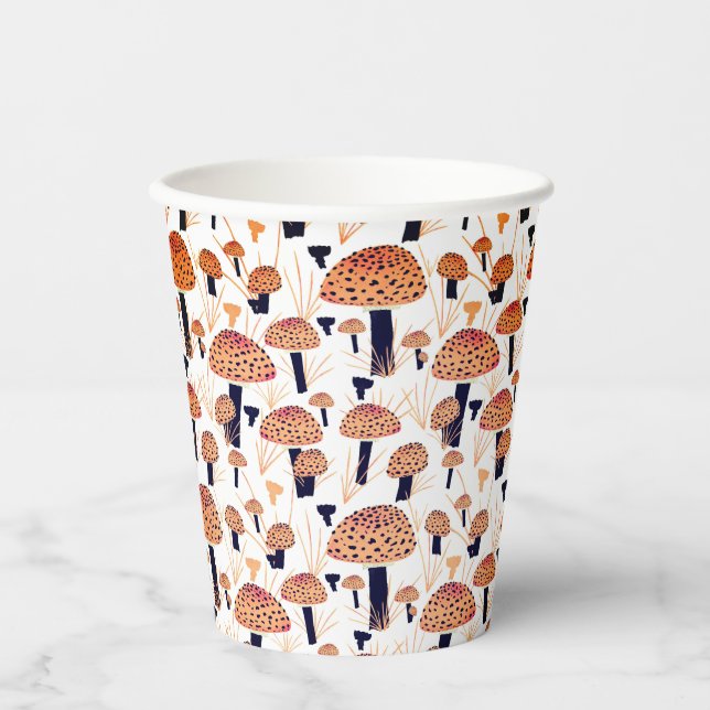 Orange Black Mushroom Fly Agaric Fall Autumn  Paper Cups (Front)
