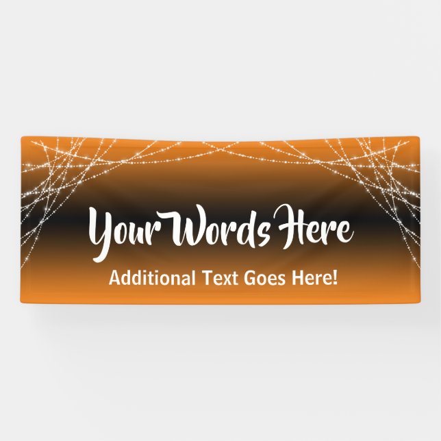 Orange Black Ombre Light Strings Add Your Own Text Banner (Horizontal)