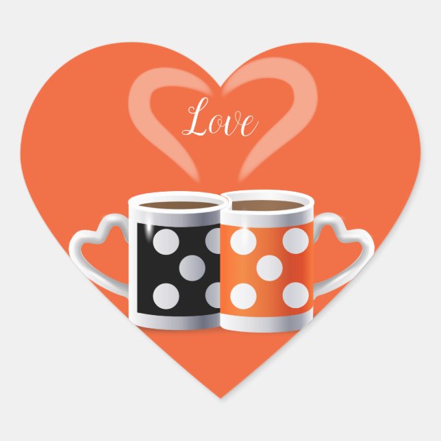 Orange + Black or We Belong Together Heart Sticker (Front)