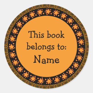 Orange & Black Ornament Design Classic Round Sticker