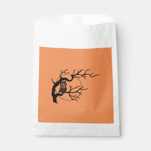 Orange & Black Owl Halloween Party Favour Bags (Front)