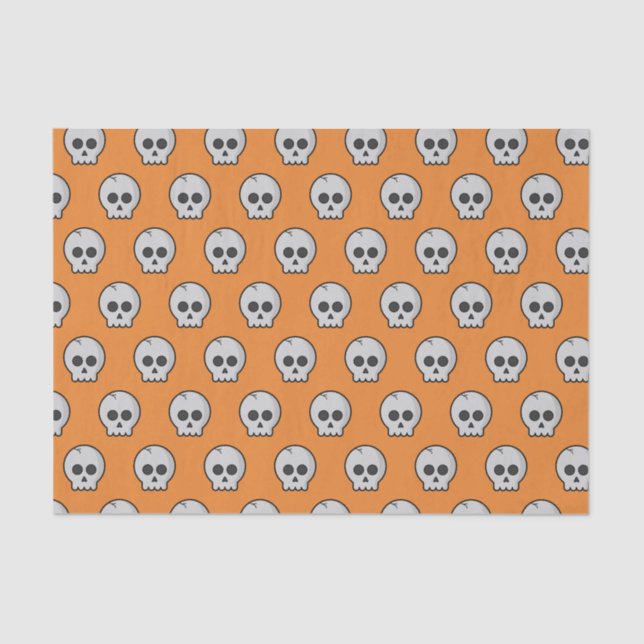 Orange Black Pattern skull Halloween party Tissue Paper (Front)