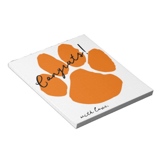 Orange & Black Paw Leave the Grad a Note Notepad (Angled)