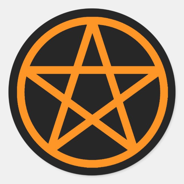 Orange Black Pentacle Solid Sticker (Front)