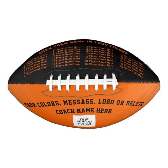 Orange Black, Personalised Football, Coach, Player American Football (Front)