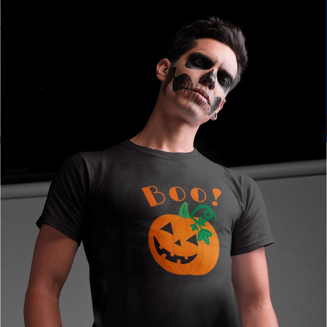  Orange Black Personalised Jack O Lantern Boo T-Shirt (Boo to you!)