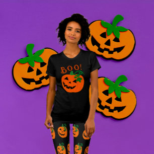 Orange Black Personalised Jack O Lantern Boo T-Shirt
