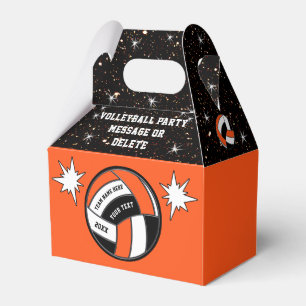 Orange, Black, Personalised, Volleyball Treat Bags Favour Box
