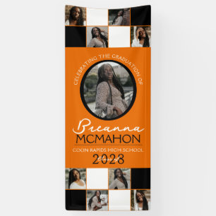 Orange & Black Photo Collage Graduation Vinyl Banner