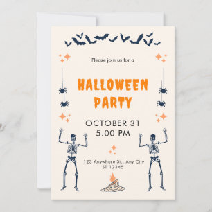 Orange Black Playful Illustrative Halloween Party  Invitation