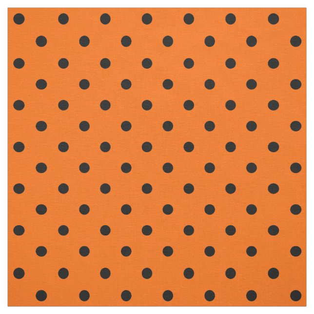 Orange/Black Polka Dots Fabric (Swatch)