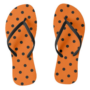Orange/Black Polka Dots Flip Flops