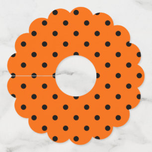 Orange/Black Polka Dots Paper Wine Glass Tags