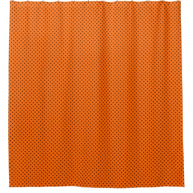 Orange/Black Polka Dots Shower Curtain (Front)