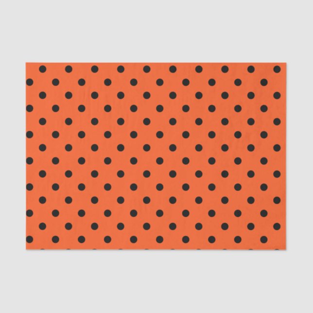 Orange & Black Polka Dots Tissue Paper (Front)