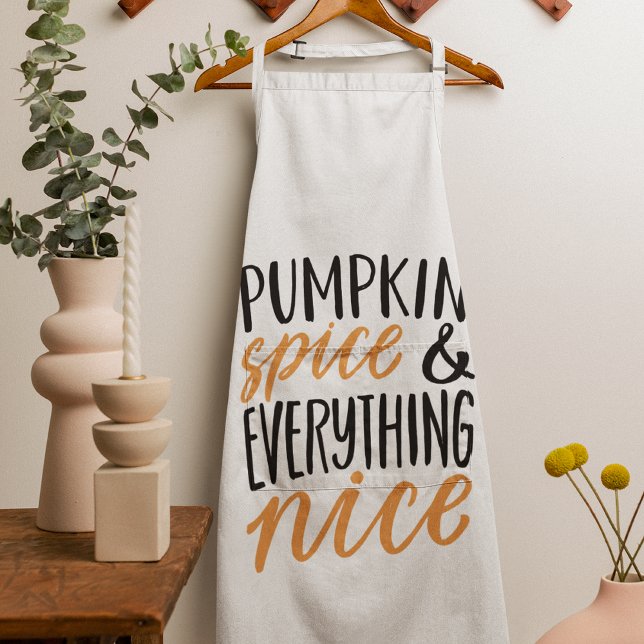 Orange & Black Pumpkin Spice Thanksgiving Quote Apron (Creator Uploaded)